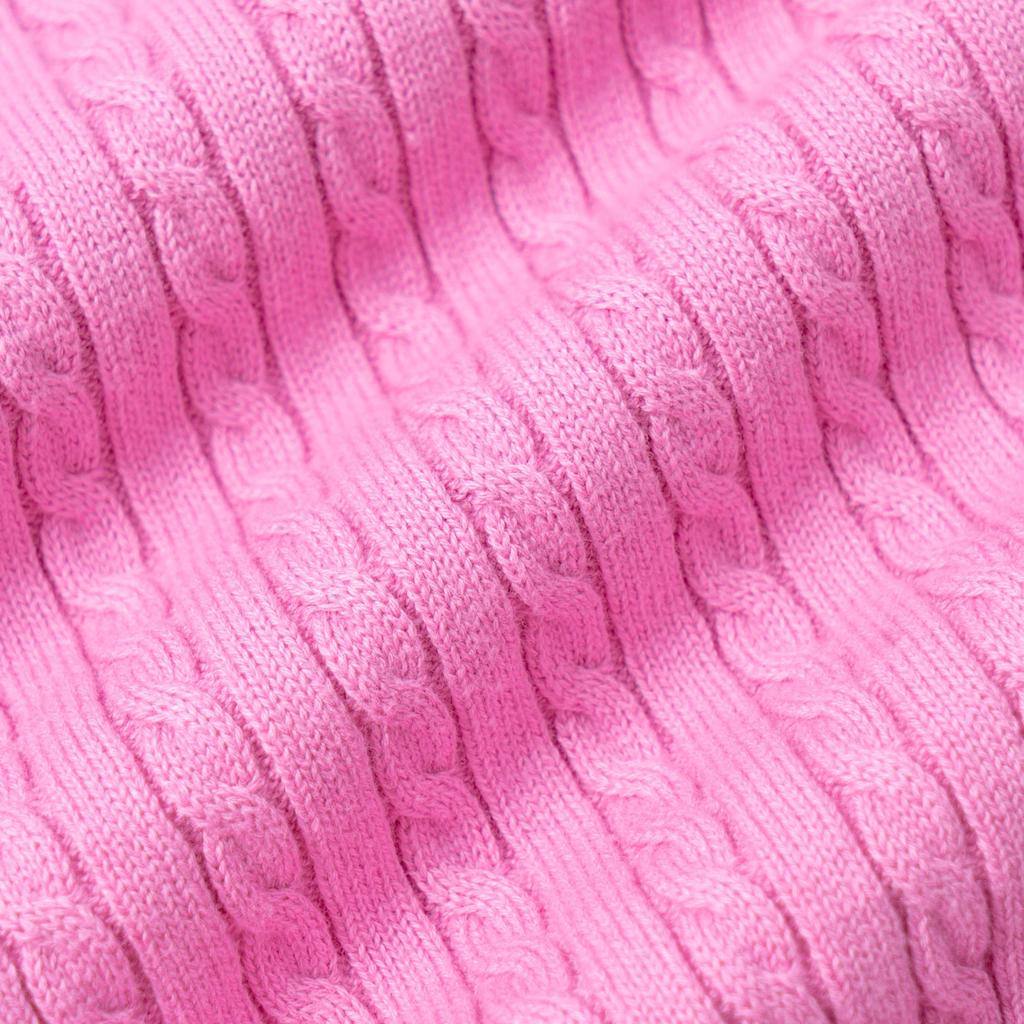 Polo Ralph Lauren Solid Color Crew Neck Cable Knit Sweater Kids Sweater Pink 313543047-077