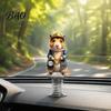 Cute Hamster Figurine Rat Car Dashboard Ornament, Funny Animal Decoration with Gold Beads Chain, 2D Flexible Spring Base Ornament Flat Acrylic
