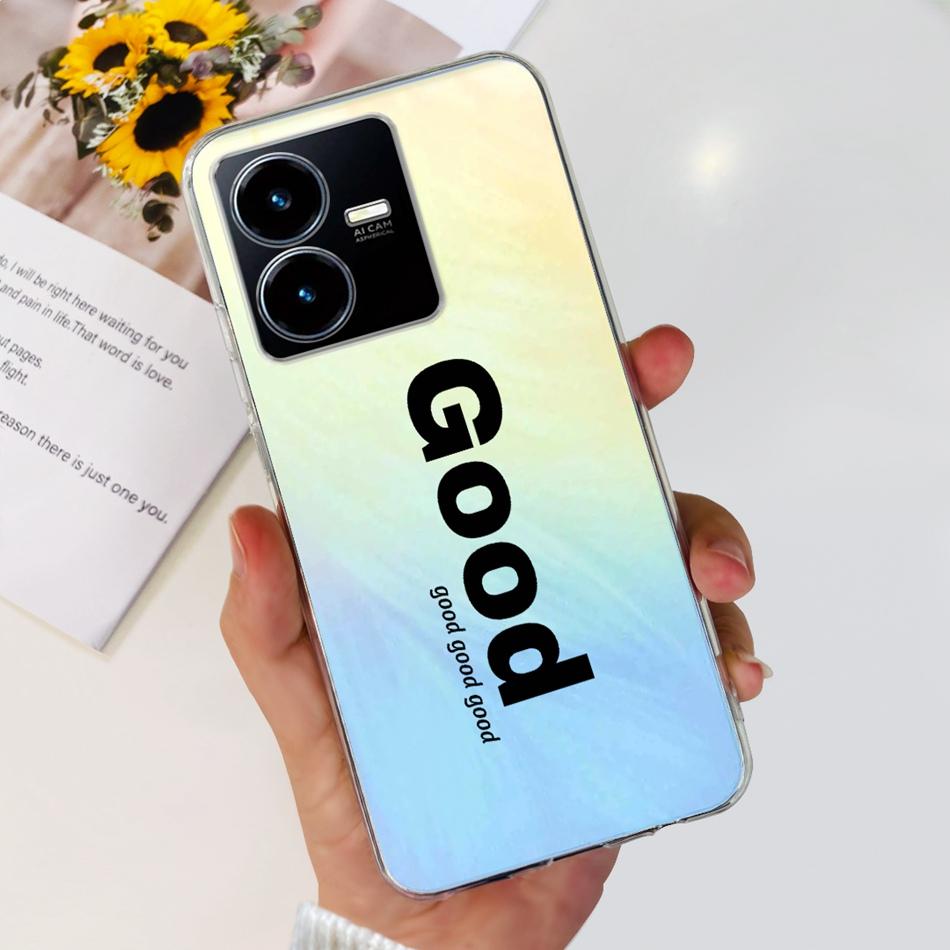 For Vivo Y22s Y22 Case VivoY22 Y 22 22S 4G 2022 V2206 V2207 Elegant Printing Soft Silicone Clear TPU Slim Phone Back Cover