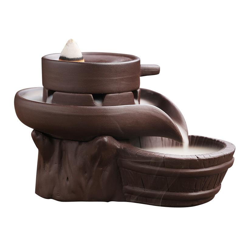 

1 шт., ручная работа, керамический орнамент Buhrimill, курильница с обратным потоком, фиолетовая глина, держатель для благовоний, ароматерапия, домашний декор, чай, питомец