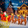 12.14FT Xmas Yard Party Decoration Inflatable Santa Claus Reindeer Sleigh Toys LED Light Home Ornaments Supplies Christmas Gift