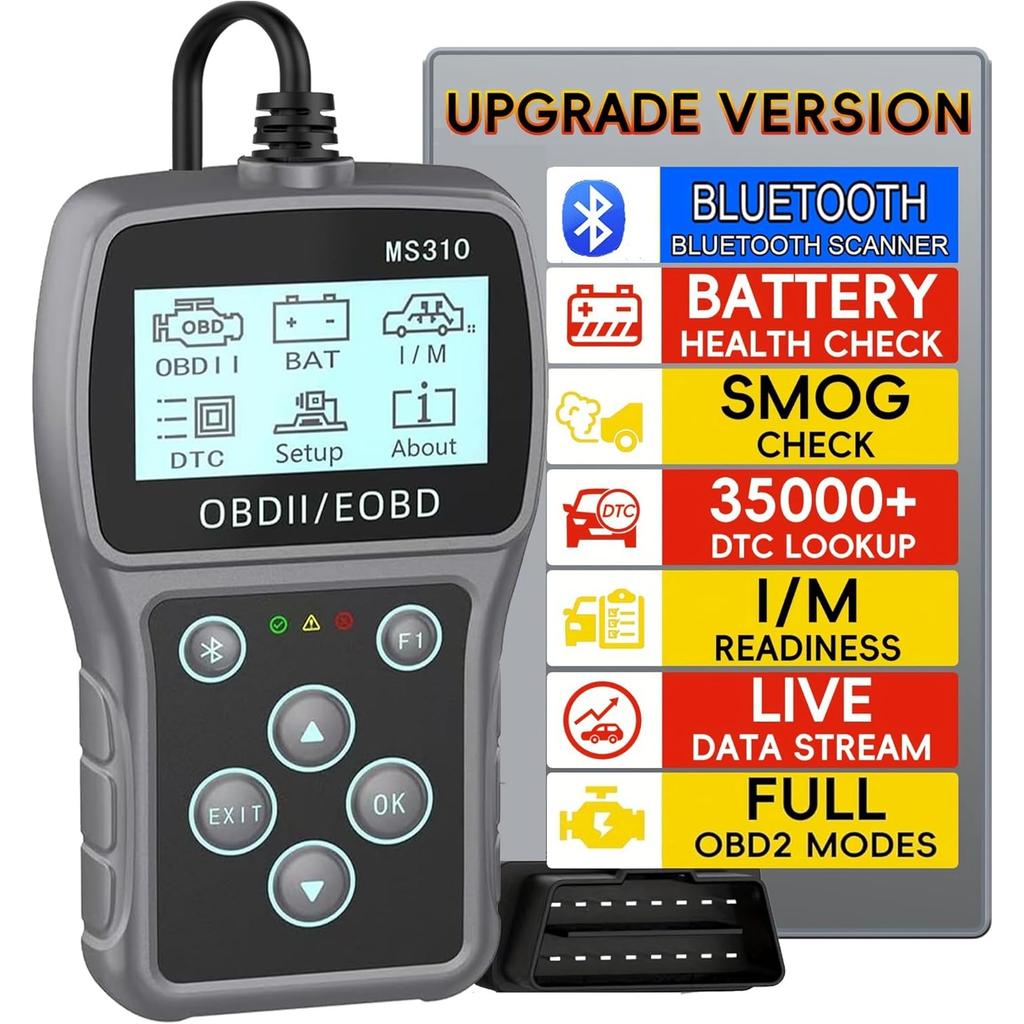 Skaner Bluetooth OBD2 Narzędzie Diagnostyczne, 3-w-1 Czytnik Kodów Błędów Silnika Samochodowego i Kasowanie Kodów Tester Akumulatora Samochodowego Skaner dla Samochodów Wszystkie OBDII od 1996