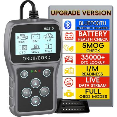 Bluetooth OBD2 Διαγνωστικό Εργαλείο Σαρωτή, 3-σε-1 Αναγνώστης Κωδικών Βλάβης Κινητήρα Αυτοκινήτου και Καθαρισμός Κωδικών Σαρωτής Δοκιμής Μπαταρίας Αυτοκινήτου για Όλα τα Αυτοκίνητα OBDII Από το 1996