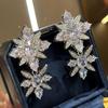 Elegant French Zircon Flower Pendant Earrings - Luxurious, Exquisite, and Statement-making Accessories for a Sophisticated Look.