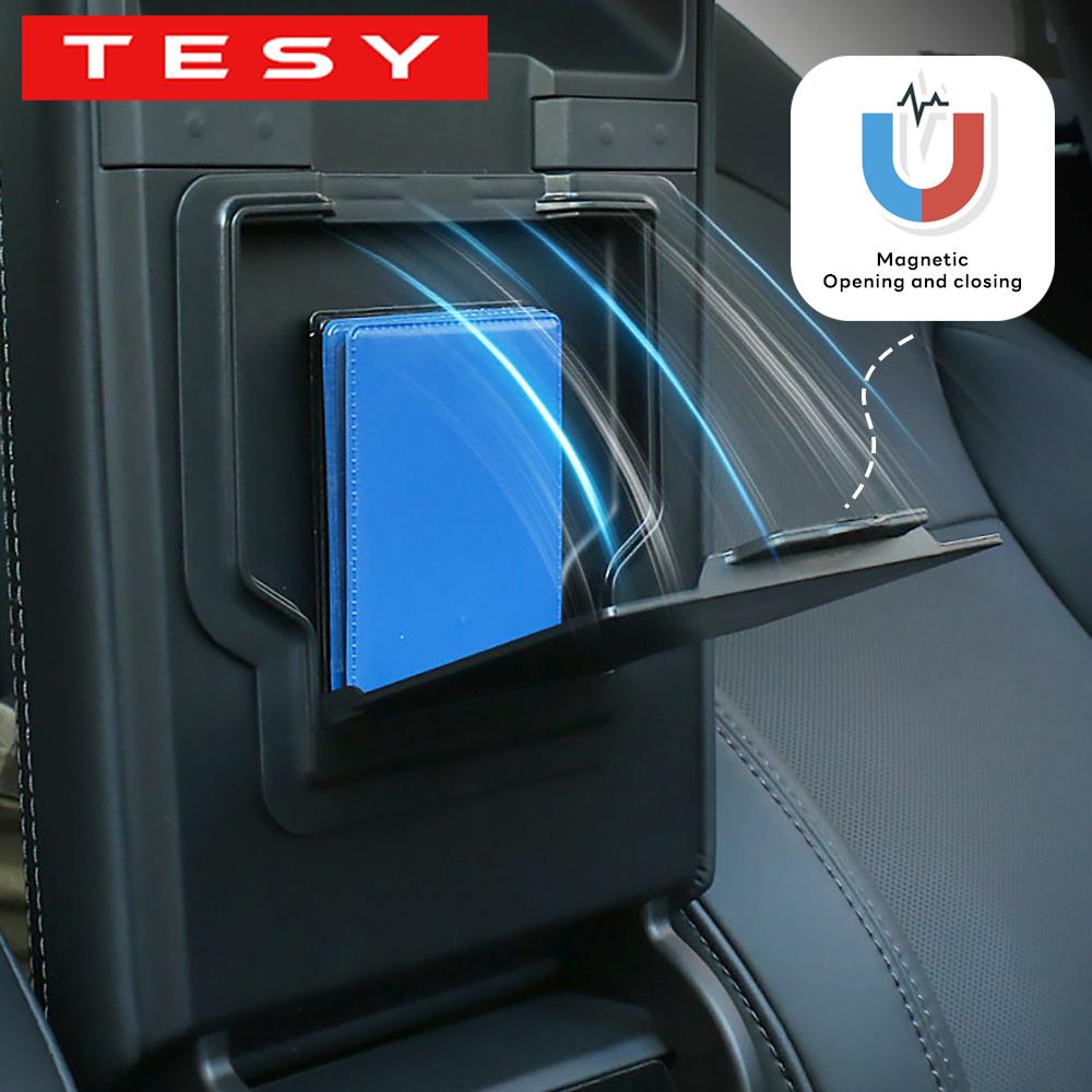 TESY For Tesla Model YL Y Juniper Launch Model 3 Highland Armrest Hidden Magnetic Storage Box Car Interior Organizers Case