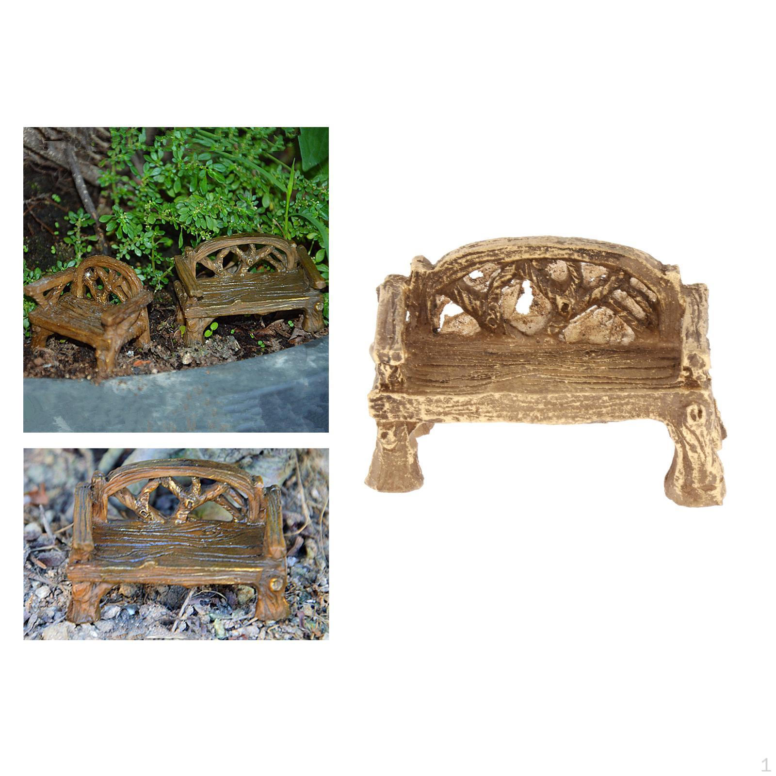 

Garden Furniture Ornament Miniature Seat Resin Fairy Dollhouse Accessories Micro Landscape Bench