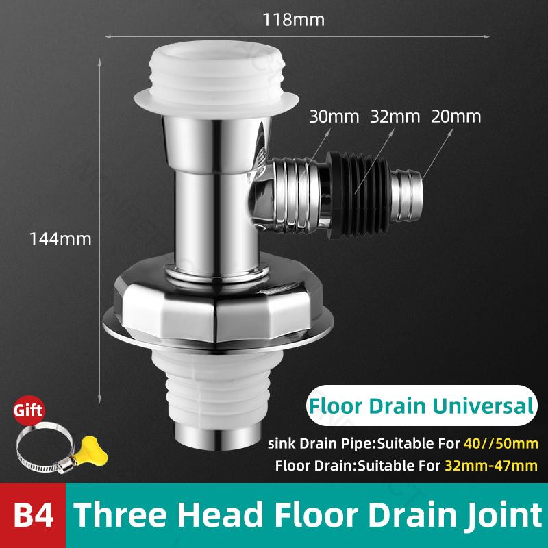 Washing Machine Drainage Pipe Floor Drain Sealing Connector Bathroom Sewer Anti Overflow Special Connector Stainless Steel