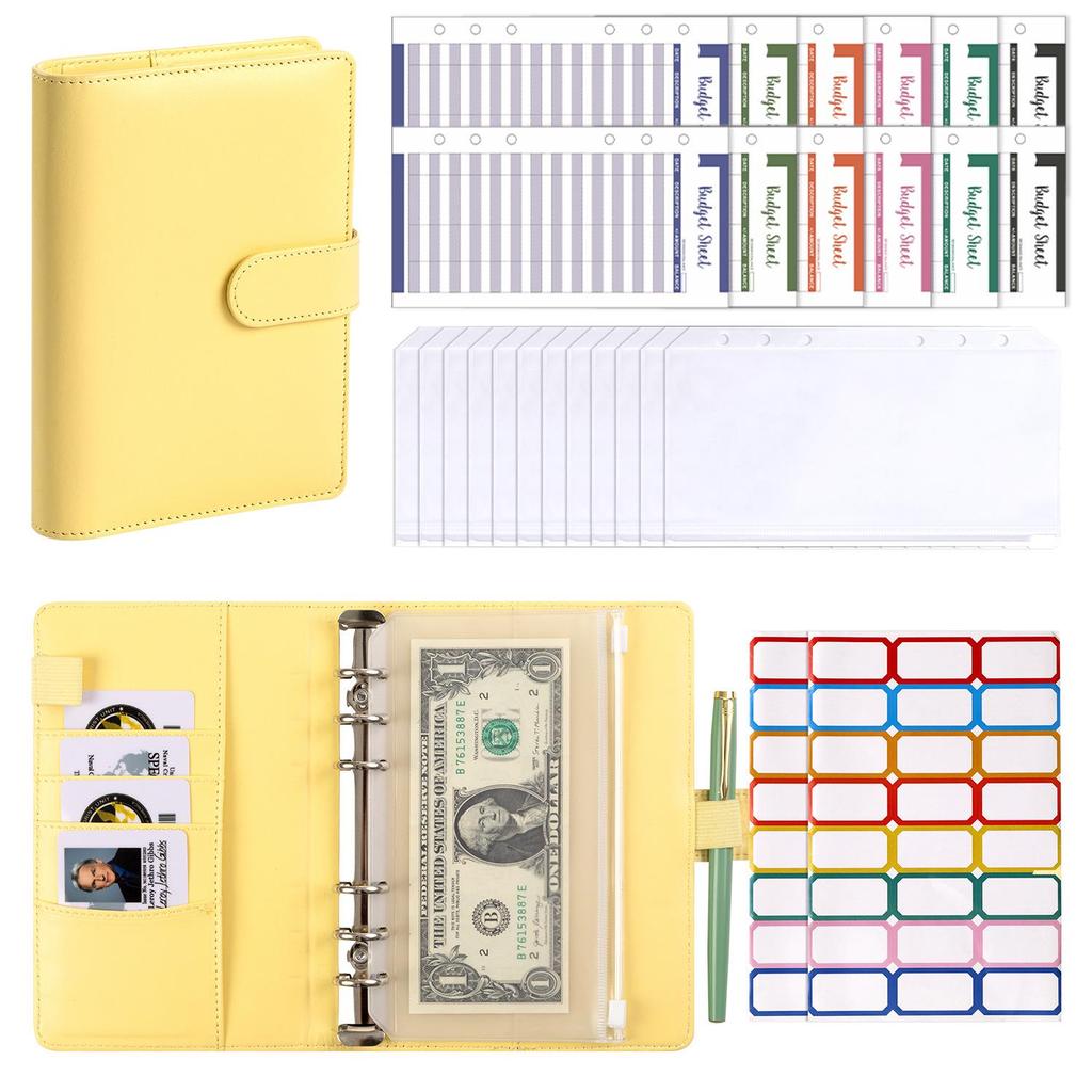 Macaron A6 PU Leather Binder & Cash Budget Notebook