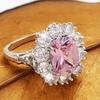Huitan Gorgeous White/Pink/Blue Cubic Zirconia Wedding Rings for Women  Color Temperament Luxury Female Jewelry Party Gift