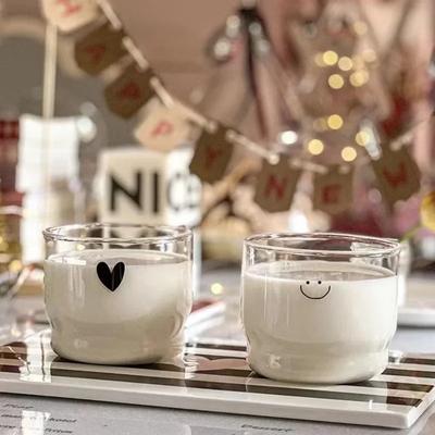 Tazza in Vetro da Parete 300ml Amore/Felicità Tazze Cuore per Latte e Caffè Resistente al Calore Tazza per Bevande Salutari Tazze da Tè Bicchieri Trasparenti