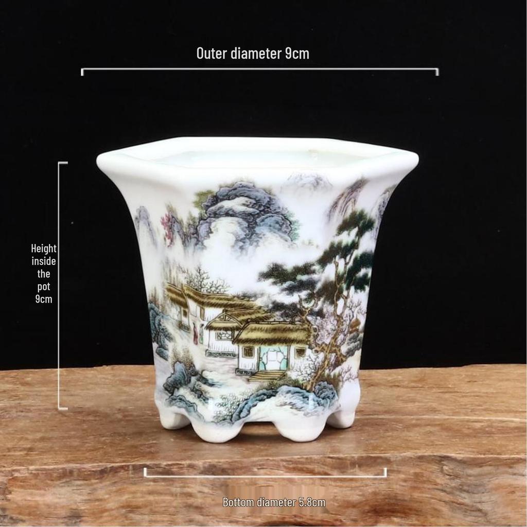 White Glazed Ceramic Succulent Pot - Mini Potted Plant for Office Desk or Balcony