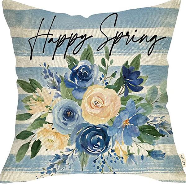 Plant and Flower Hydrangea Printed Linen Pillowcase Home Sofa Living Room Bedroom Pillowcase