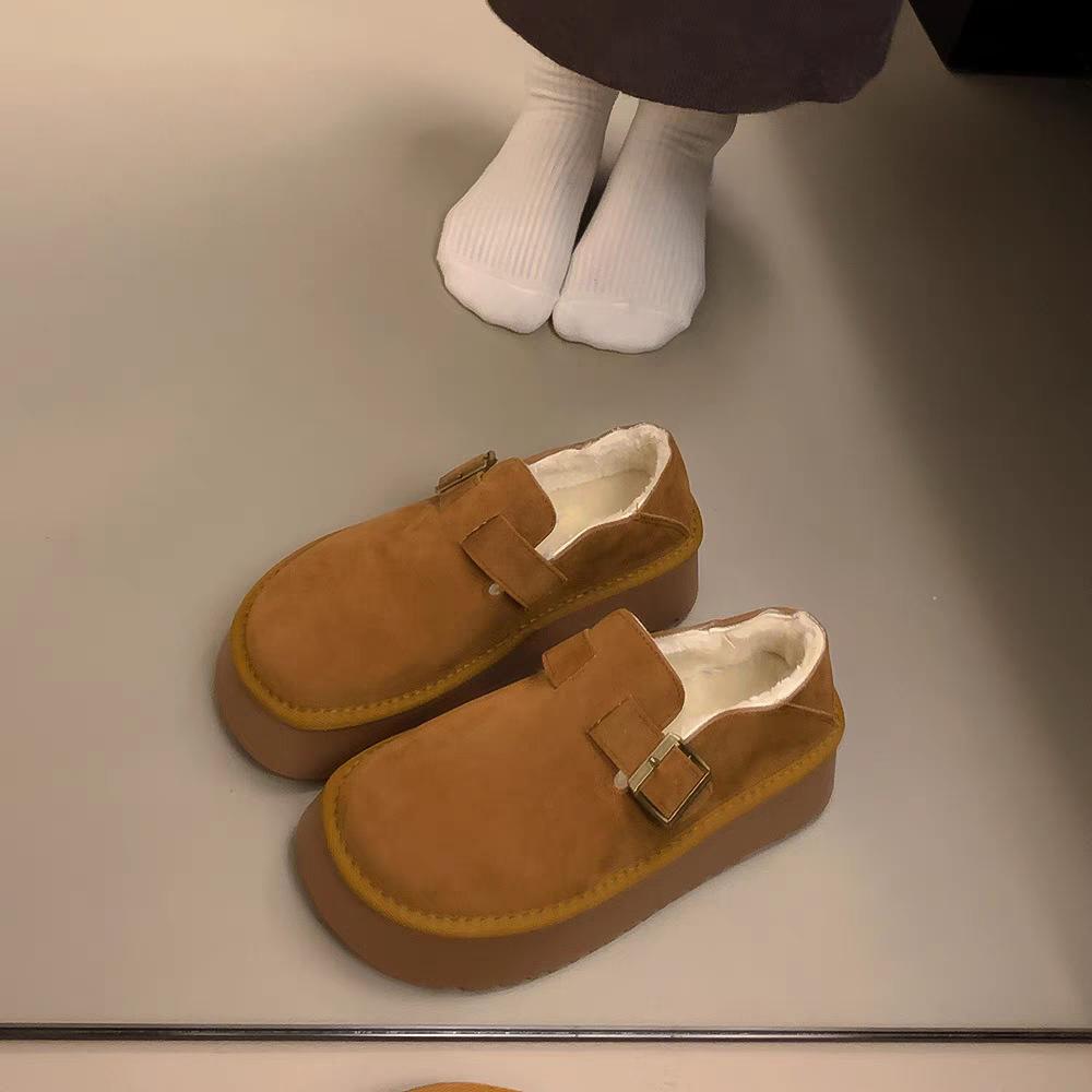 Women's Large Size Soft Sole Winter Warm Fur One Snow Boots Padded Lined Ankle Boots Anti-slip Hiking Casual Sports Cotton Shoes