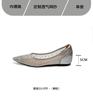 Tide brand mesh yarn pointed inner height increase shallow mouth single shoes 2025 summer new rhinestone breathable sandals fashion flat shoes
