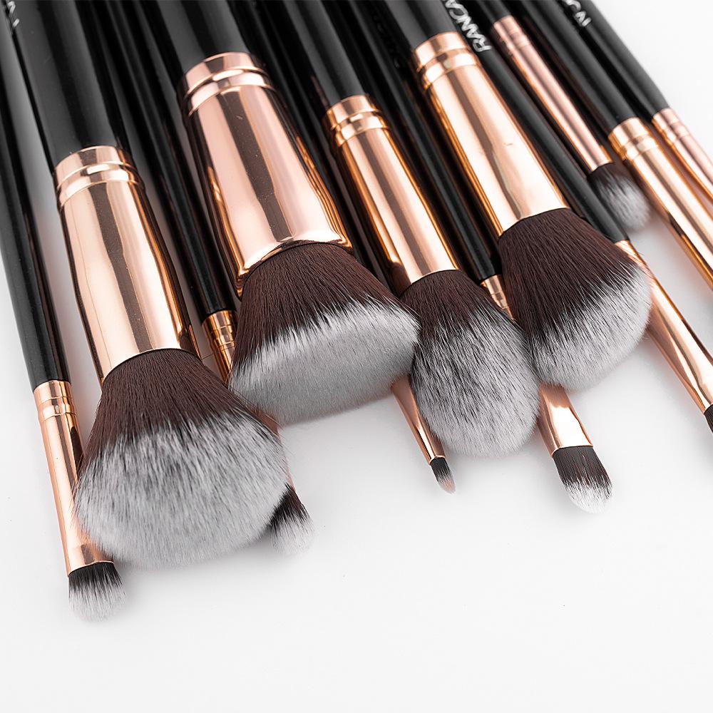 12-Piece Coffee Color PU Makeup Brush Set: Eyeshadow, Loose Powder, Foundation Tools