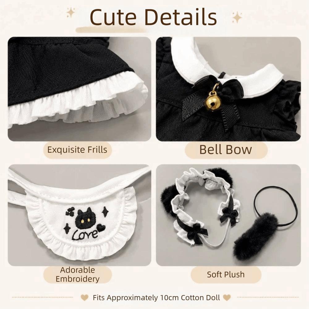 Cat Tail Cotton Doll's Clothes Bow Skirt Plush Doll Clothes 10cm Cotton Doll Clothes Stuffed Toy