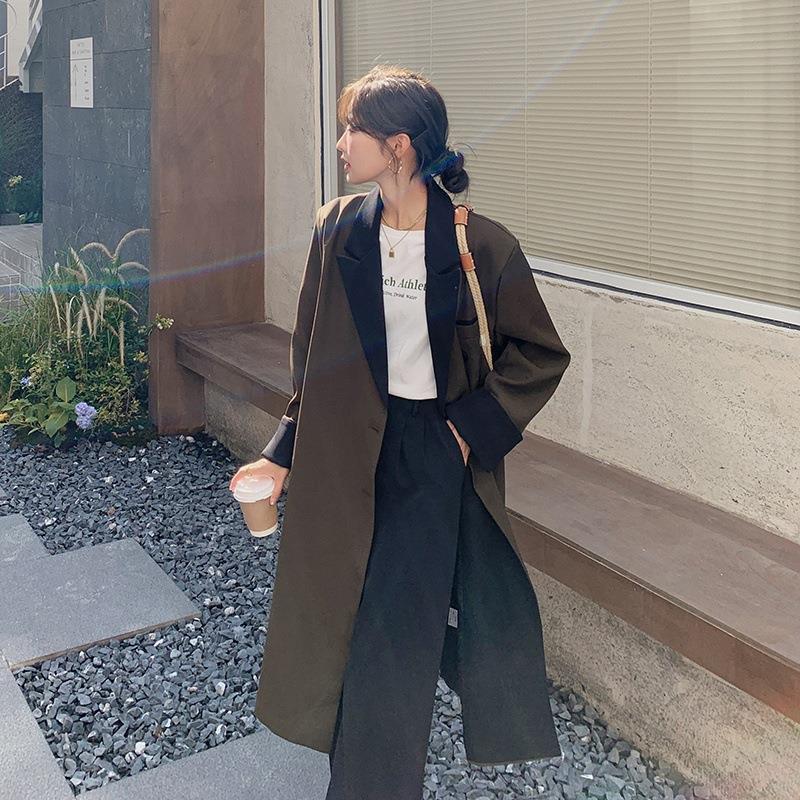 Toamnă și Design Coreean, Temperament și Design Nou, Costum, Jachetă de Vânt, Palton, Palton Niche Mid-length Stil Hepburn pentru Femei