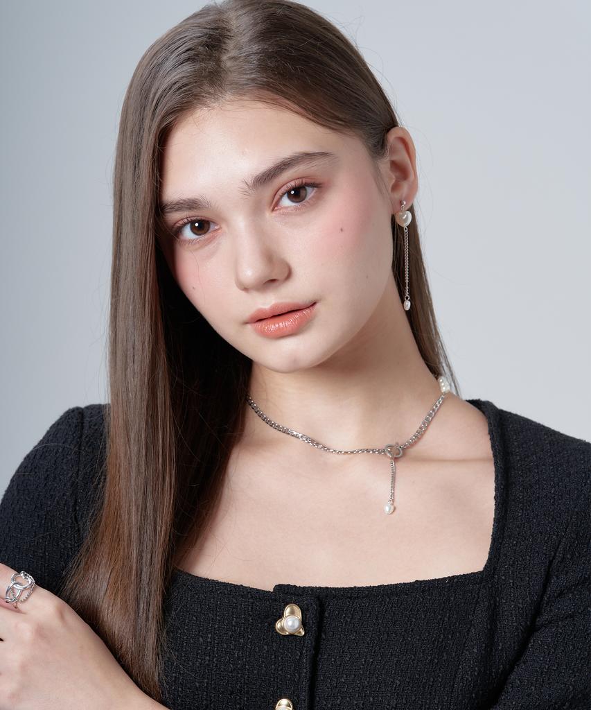 Hawha White Heart Drop Earring