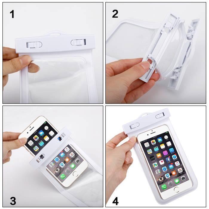 Pochette étanche - Universel - Waterproof Case - Compatible iPhone/Samsung - 6 pouces - Blanc