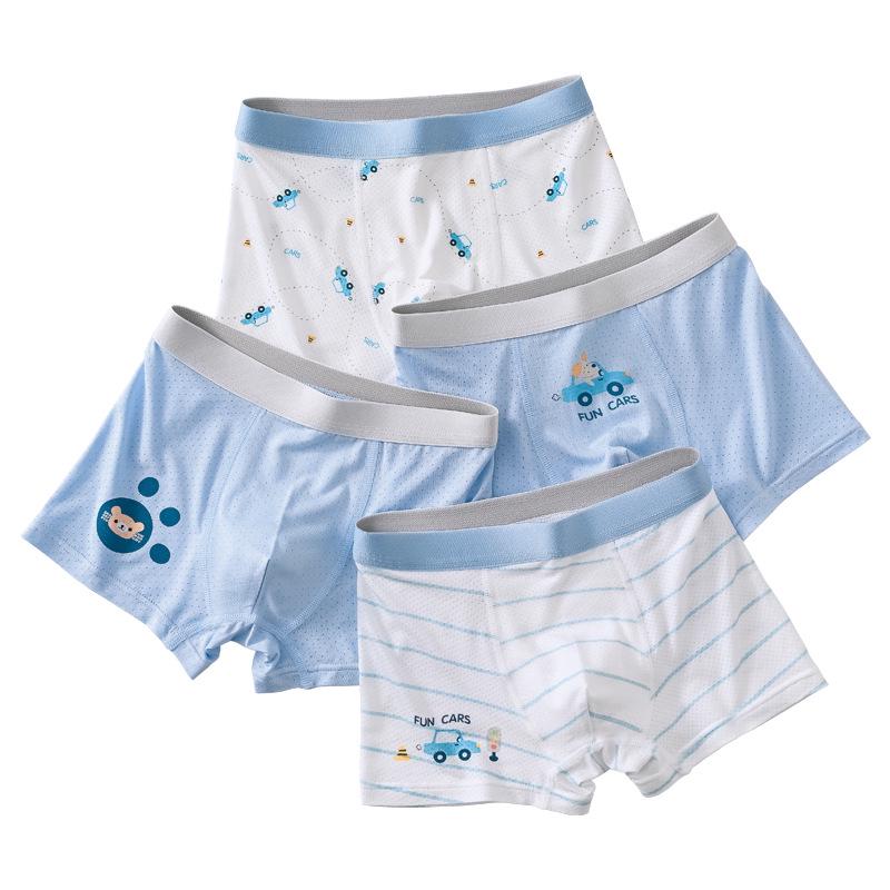 Boys' Ice Silk Summer Underwear - Thin Style for Ages 11 and Up, Flat-Leg Four-Corner Design