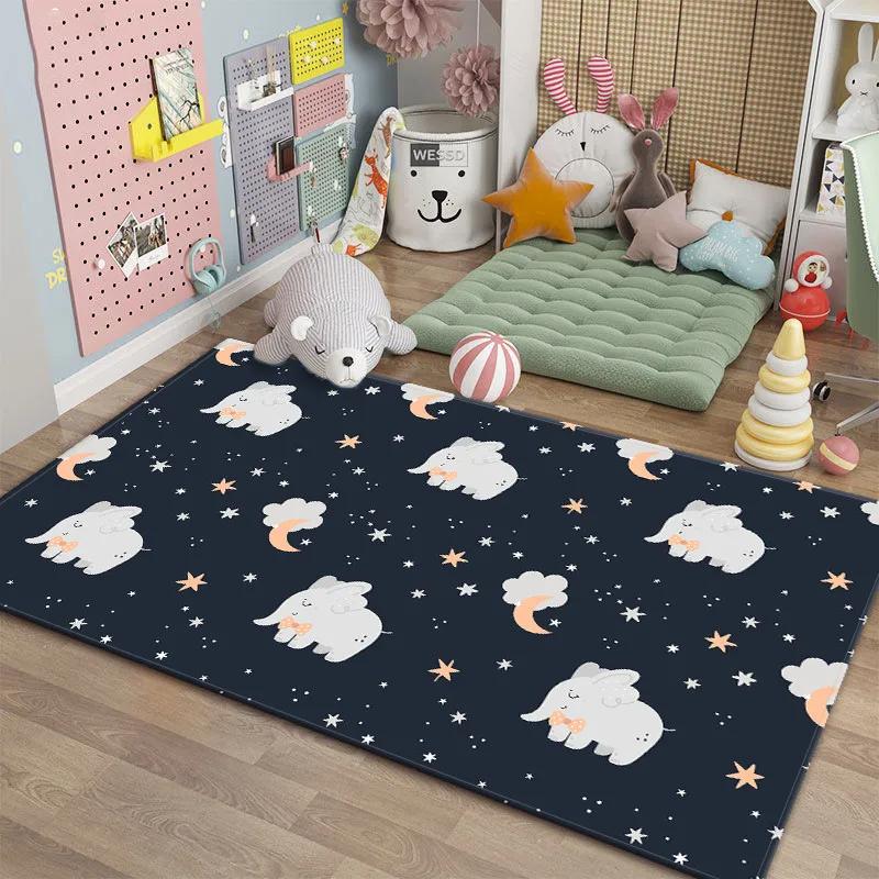 Cartoon Rugs for Bedroom Kids Cute Animal Carpet Modern Style Baby Mat Soft Children's Room Rug Non-slip Nordic Style Decoration