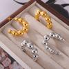 Retro Korean Style Titanium Steel Gradient C-Shaped Earrings with Small Steel Ball