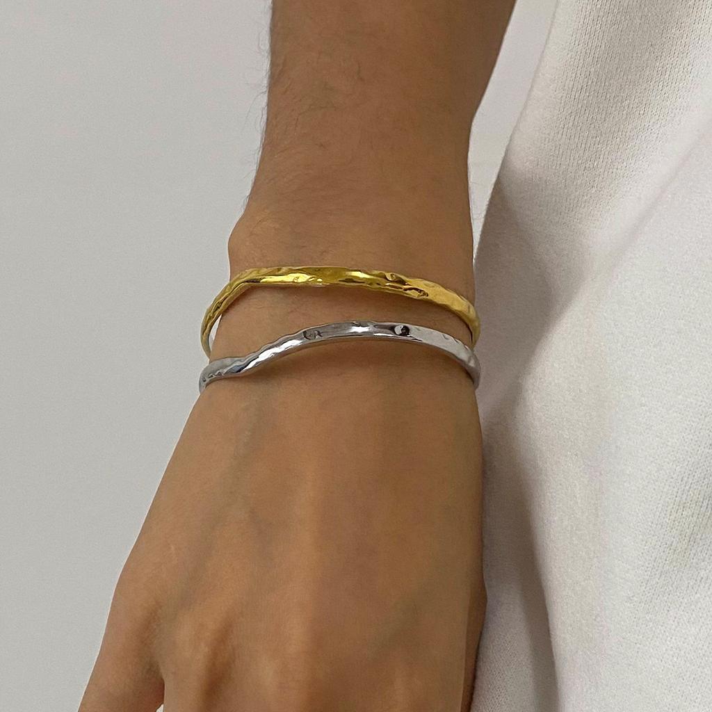 Yori Edelstahl Metall Unregelmäßig Offen Verstellbar Manschettenarmband Armreif Schmuck Zubehör Echtes Gold PVD Beschichtet für Damen