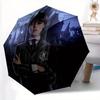 1pc Wednesday Automatic Open/close Folding Umbrella, Compact Portable Travel Umbrella, Perfect Gift, Durable Construction Yy250813068