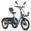 Triciclo Eléctrico de Carga FAFREES F20 Mate II para Personas Mayores, Batería Extraíble de 48V 25Ah, Cestas Delantera y Trasera