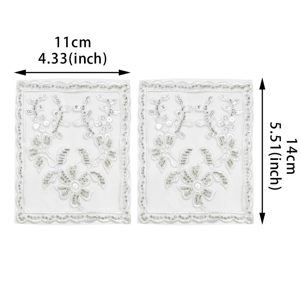 Exquisite Mesh Sequins Floral Embroidery Pocket Cloth Sticker Lace Applique Skirt Dress Jeans Diy Accessories