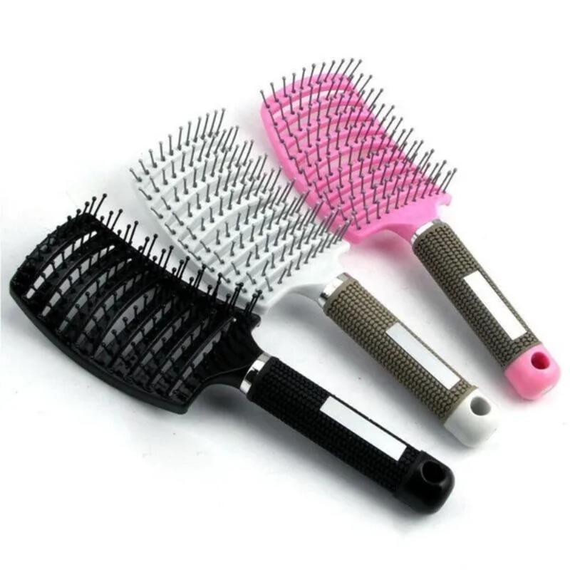 Detangling Nylon Bristle Brush Women Men Hair Scalp Massage Comb Hairbrush