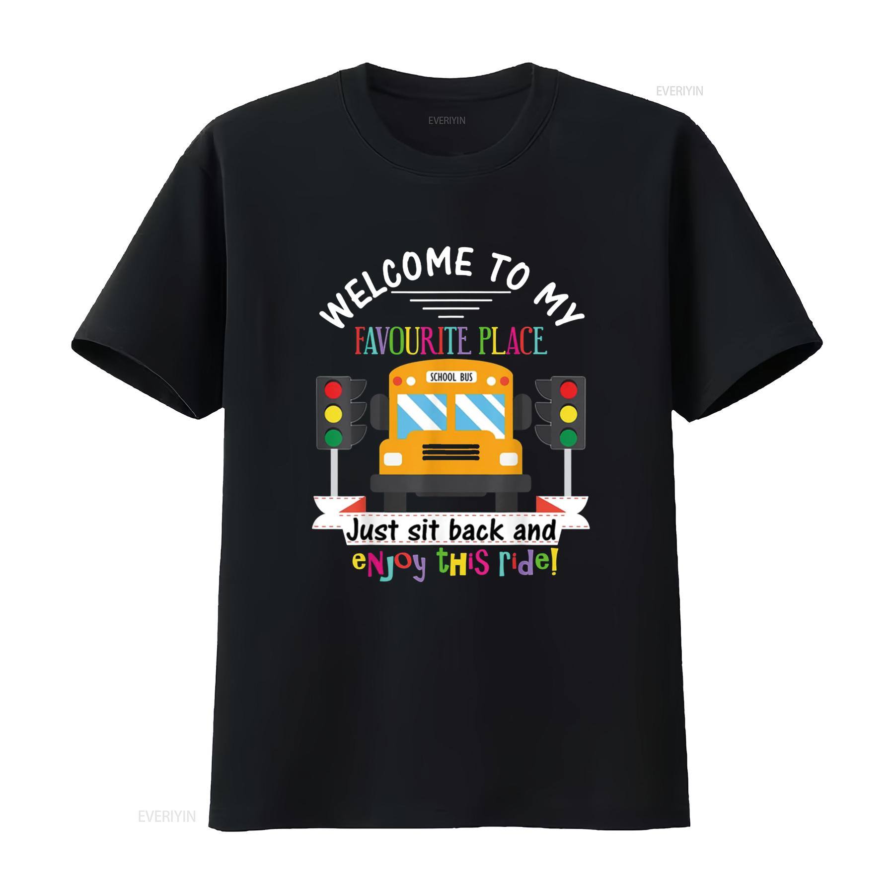 

Favourite Place Funny School Bus Driver Back To Men T Shirt Black 3X Large vintage Washed Comfortable streetwear Soft Stylish 4XL