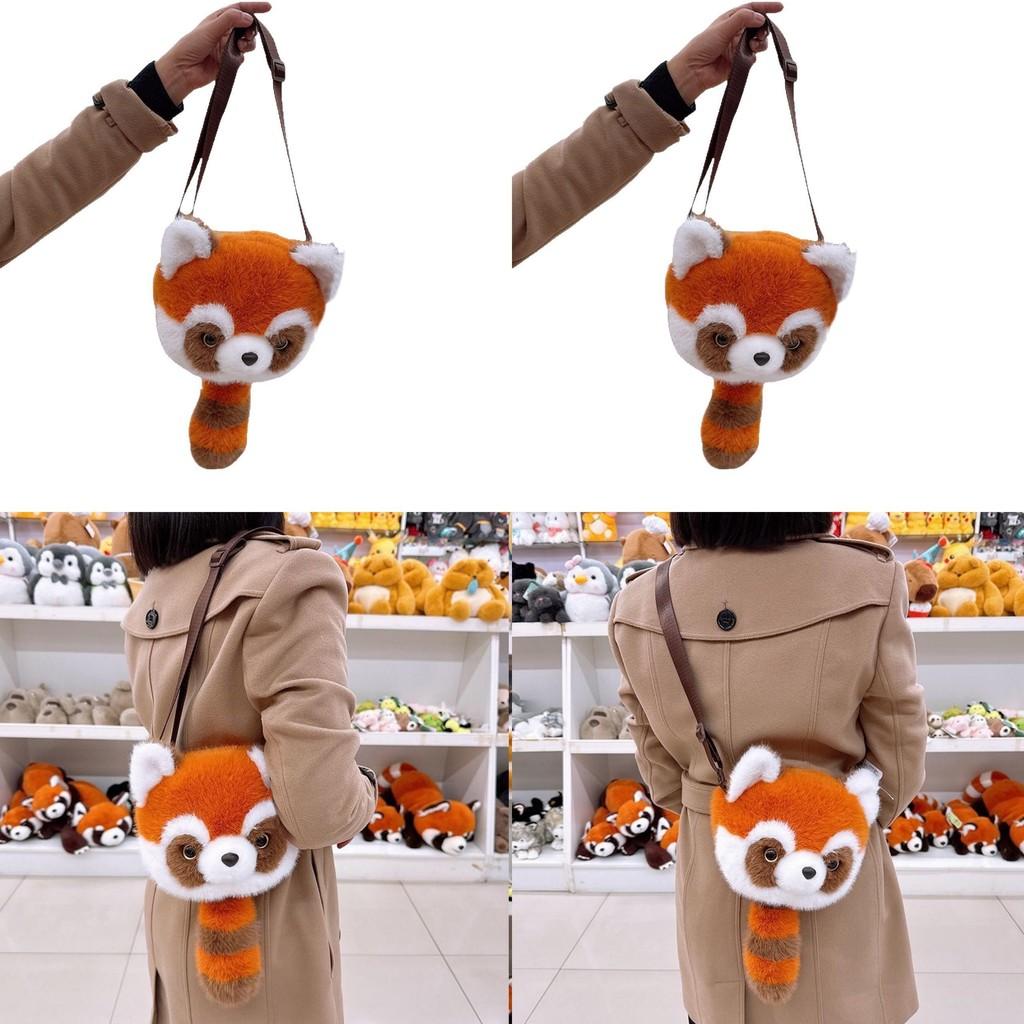 Ailurus Fulgens Cartoon Raccoon Kids Shoulder Bag With Plush Toy For Girls And Preschool Use