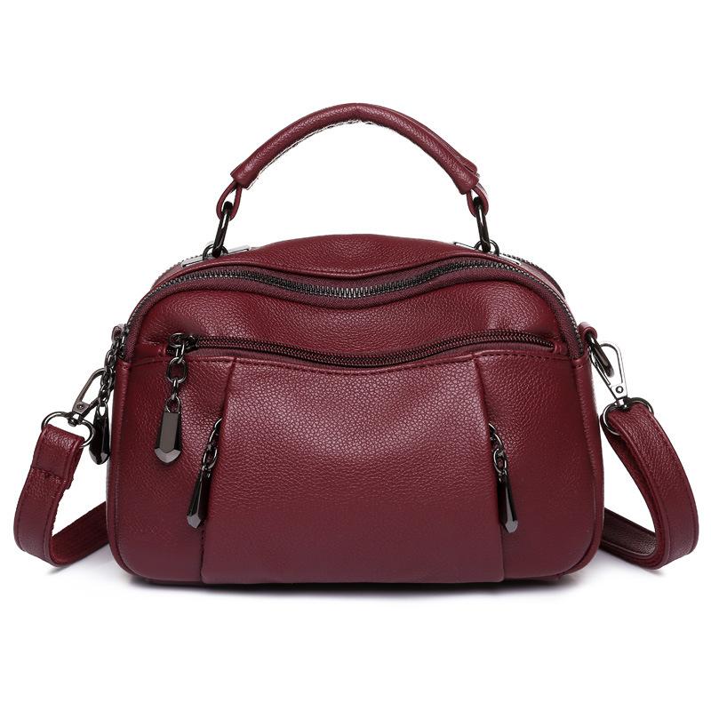 New Retro Washed Leather Bag for Middle Aged Women's Mom's Bag, One Shoulder Handheld Crossbody Women's Bag