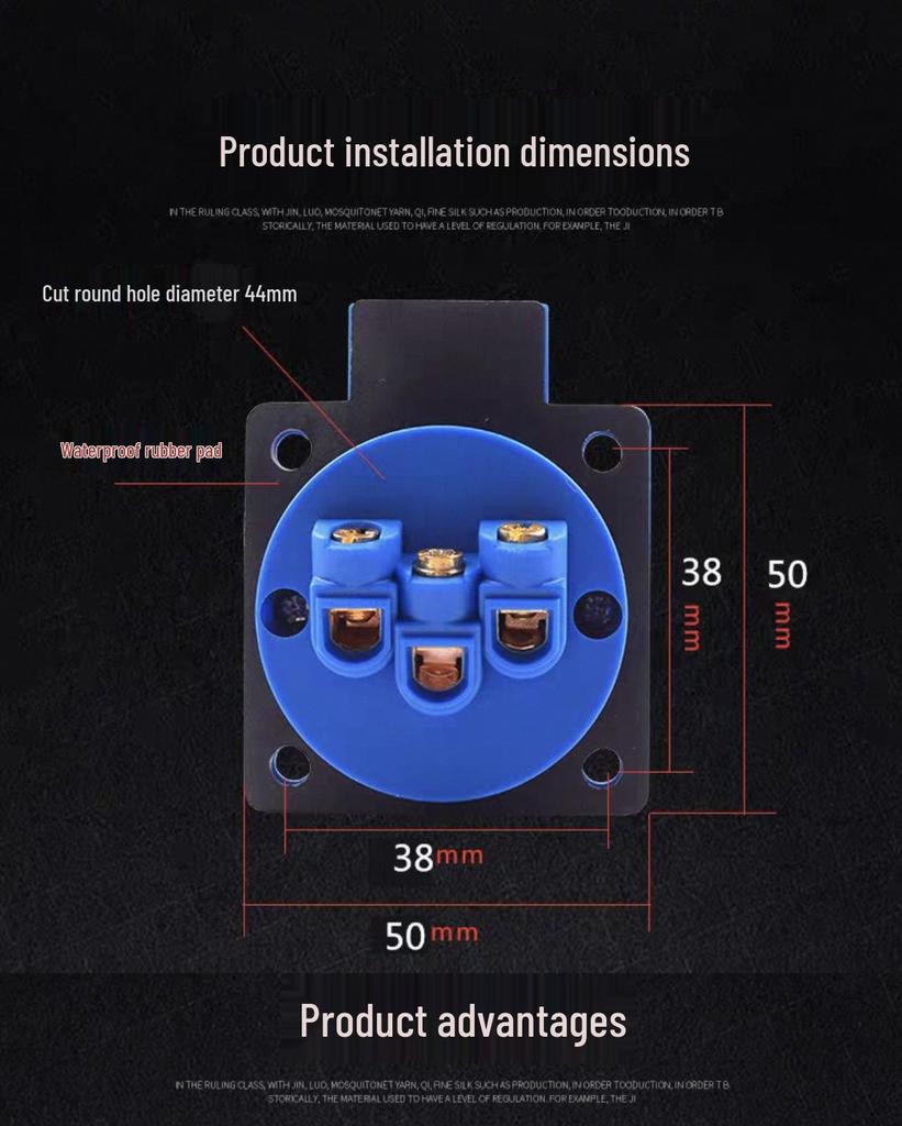 IP54 Waterproof 220V 10A 5-Hole Dustproof Socket with Flip Cover
