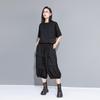 Black Plus size Vintage high Waist Casual loose Summer wide leg Pants Women Trousers
