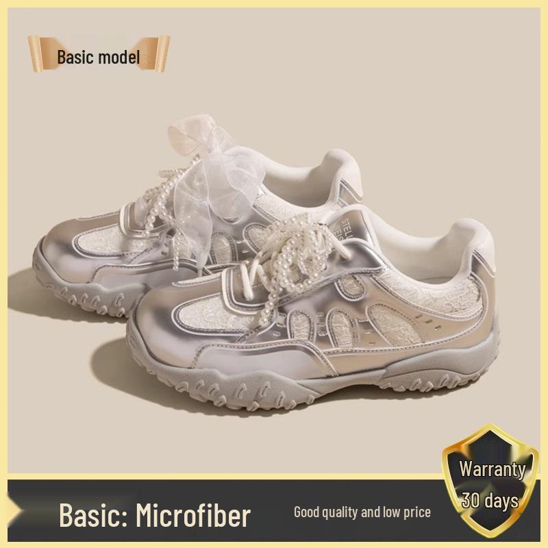 

2025 Белые сетчатые женские кроссовки балетного стиля на толстой подошве и скрытом каблуке для весны/лета. 38