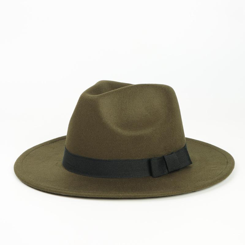 Street Shot Imitation Wool British Retro Jazz Hat Men'S And Women'S Big-Brimmed Top Hat Felt Hat Versatile Shade