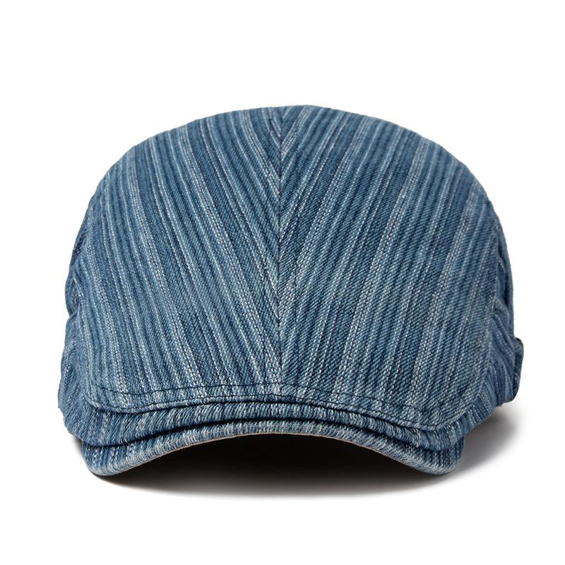 Denim gewaschene Baskenmütze Herren Baumwolle Schattierung Vorwärtskappe Retro Britische Autolinie Literarische Kappe