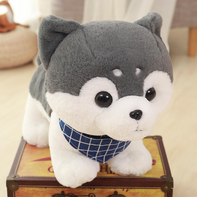 1ks 30cm Krásný vycpaný pejsek se šátkem Měkké roztomilé zvířátko Kreslený plyšový pes panenka pro děti B