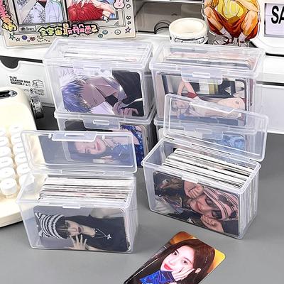 Transparent Plastic Storage Box Pocards Small Card Storage Box Desk Organizer Box Classification Box Stationery