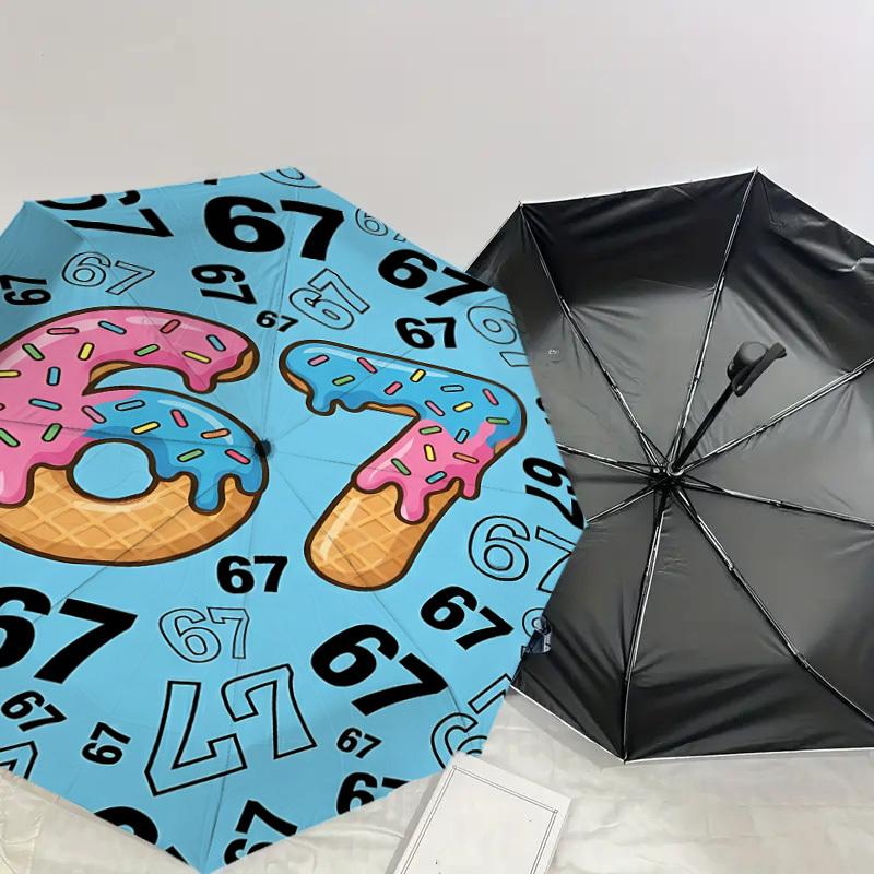 1PC Number 67 Umbrella-8-Rib Reinforced, Automatic Open, Lightweight & Durable, Fashion Accessory for Outdoor, J0337