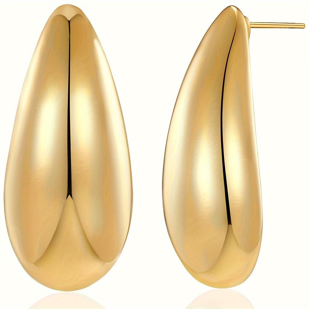 Unique Golden Color Waterdrop Shaped Earrings Personalized Stud Earrings Fashionable Ear Jewelry for Women Girls Suitable for All Seasons