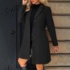 Single Breasted Coats Notch Lapel Collar Long Coat for Women Sleeves Women Casual Blazer Jacket Slim Fit Solid Color Outerwear Fall Winter Jacket