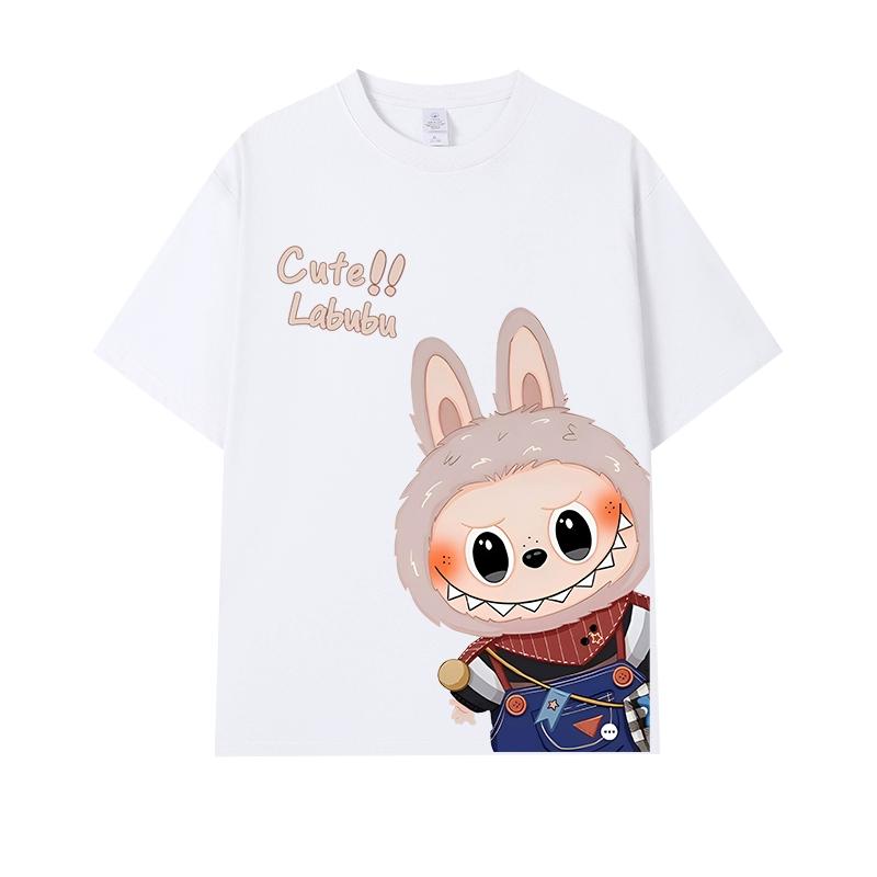 Cartoon Monster Elf Labubu Kids Printed T-shirt Summer Men's and Women's Casual Outdoor Girl Short Sleeved T-shirt Top