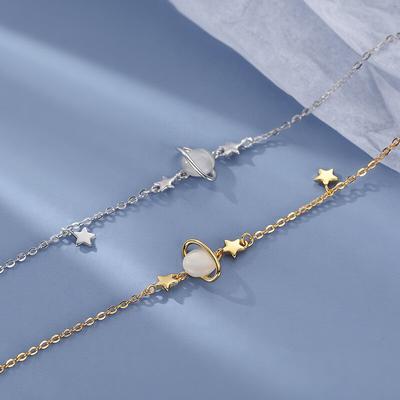 925 Sterling Silber Link Kette Stern Planet Charm Armband für Frauen Mädchen Party Hochzeit Trendy Schmuck Zubehör Sl358