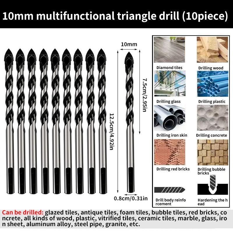 Multi-Functional Triangle Diamond Drill Bit Set – Carbide & Tungsten for Ceramic, Tile, Concrete, Brick, Wood, Glass & Metal