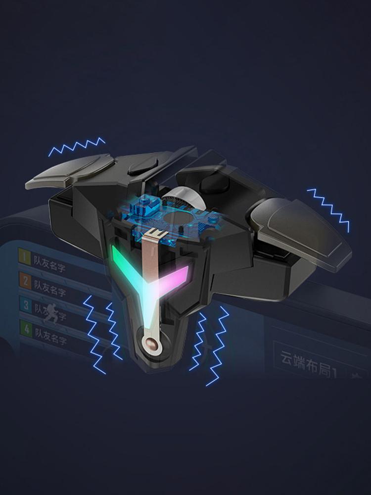 1/2 piezas Gatillo RGB/Mecánico de 4 Dedos para Juegos Móviles para PUBG Mobile Juego Gatillo de Joystick Gatillo de Apuntado Botón Gatillo para Teléfonos Móviles