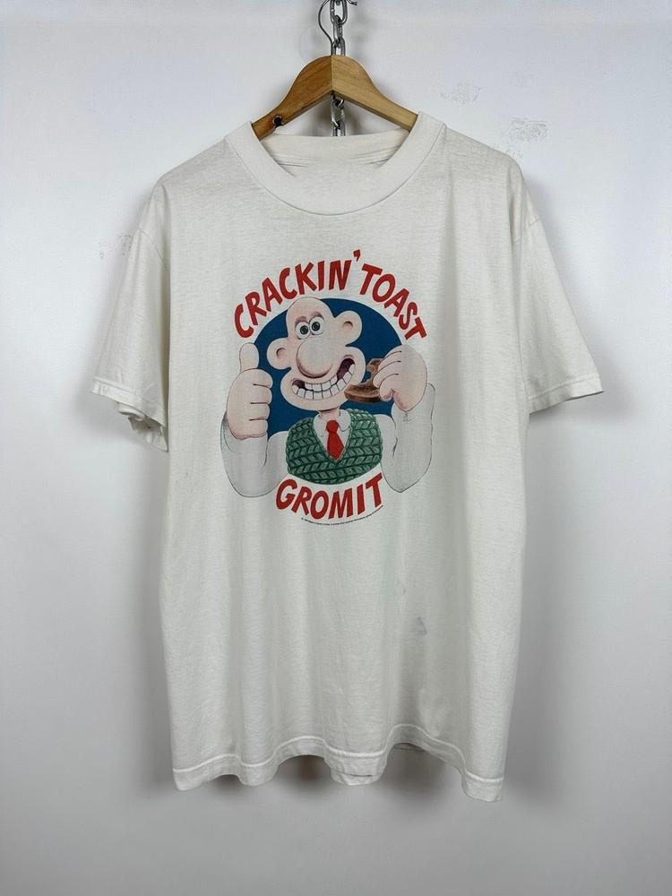 

1989 Винтажная футболка Wallace & Gromit Crackin Toast Хлопковая Унисекс Все Размеры DO30 XXXXL