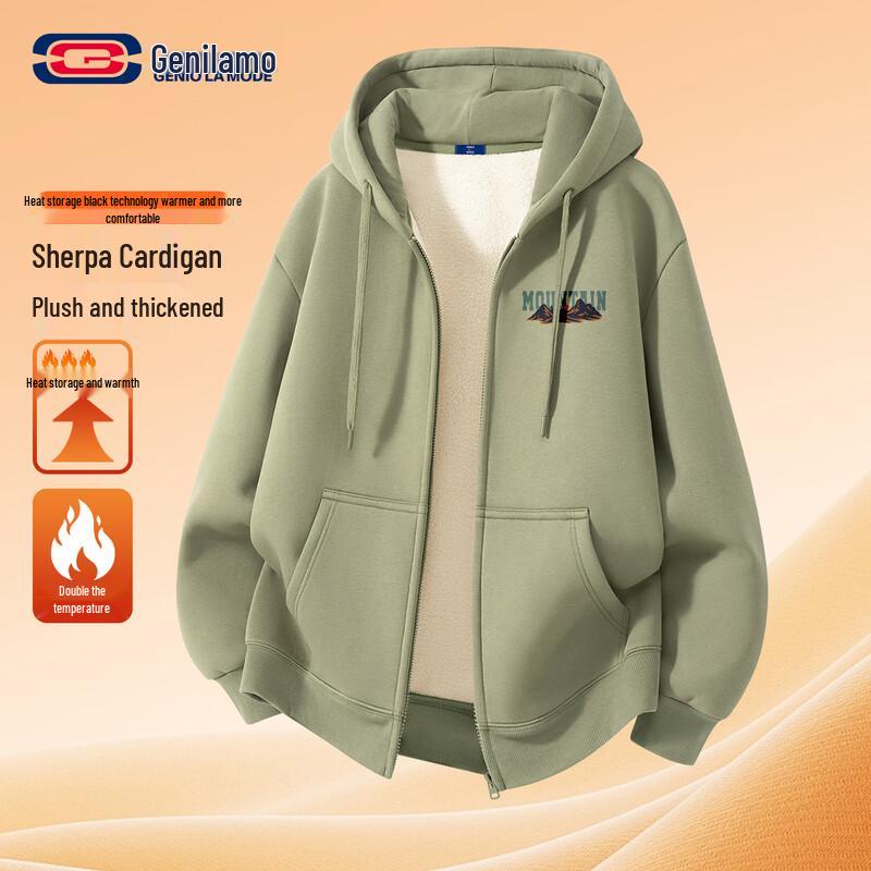 

GENIOLAMODE Men s Thickened Fleece-Lined Loose Fit Hooded Sweatshirt M